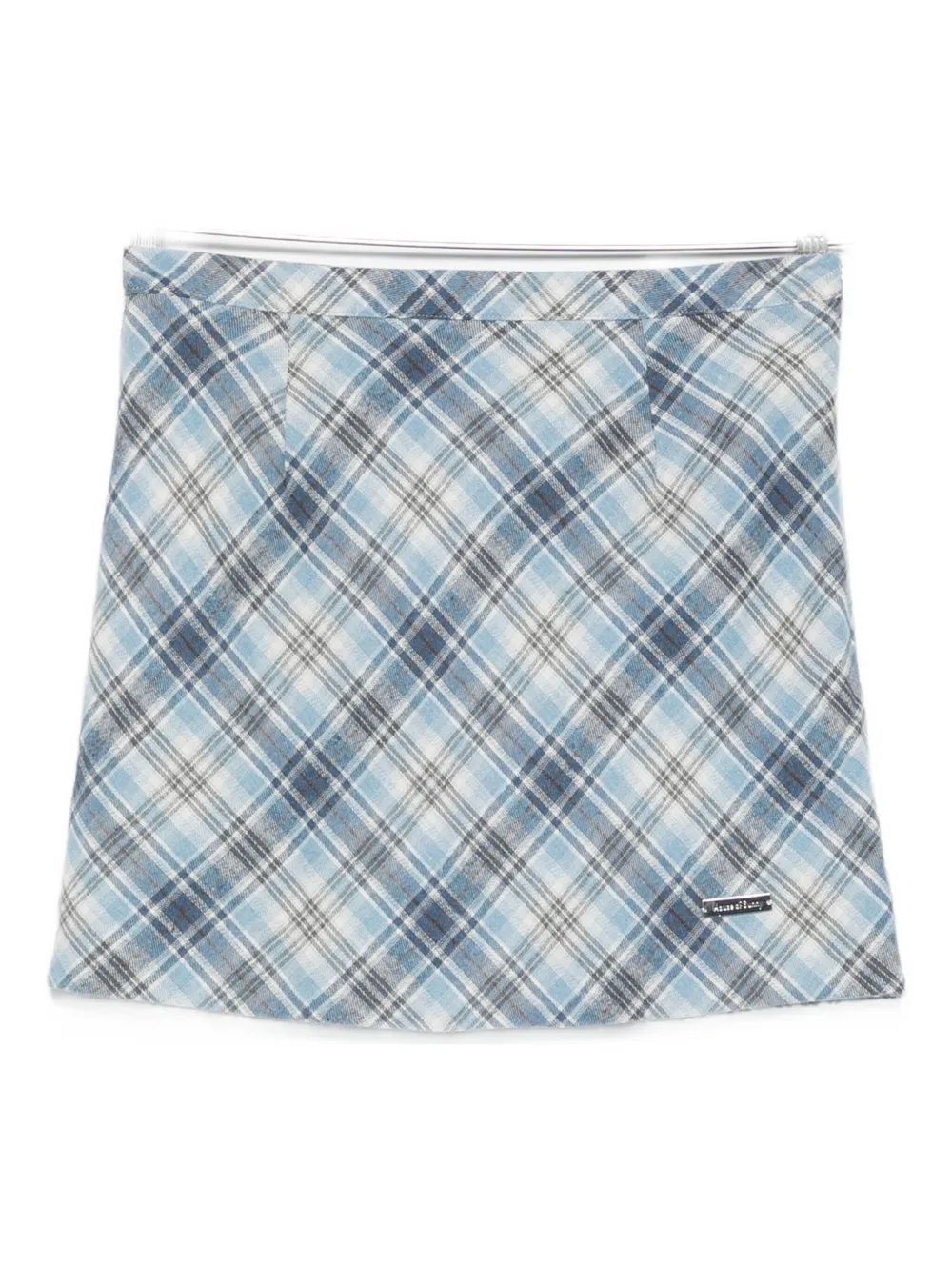 House of Sunny Heritage plaid bias-cut mini skirt | blå | Image 1