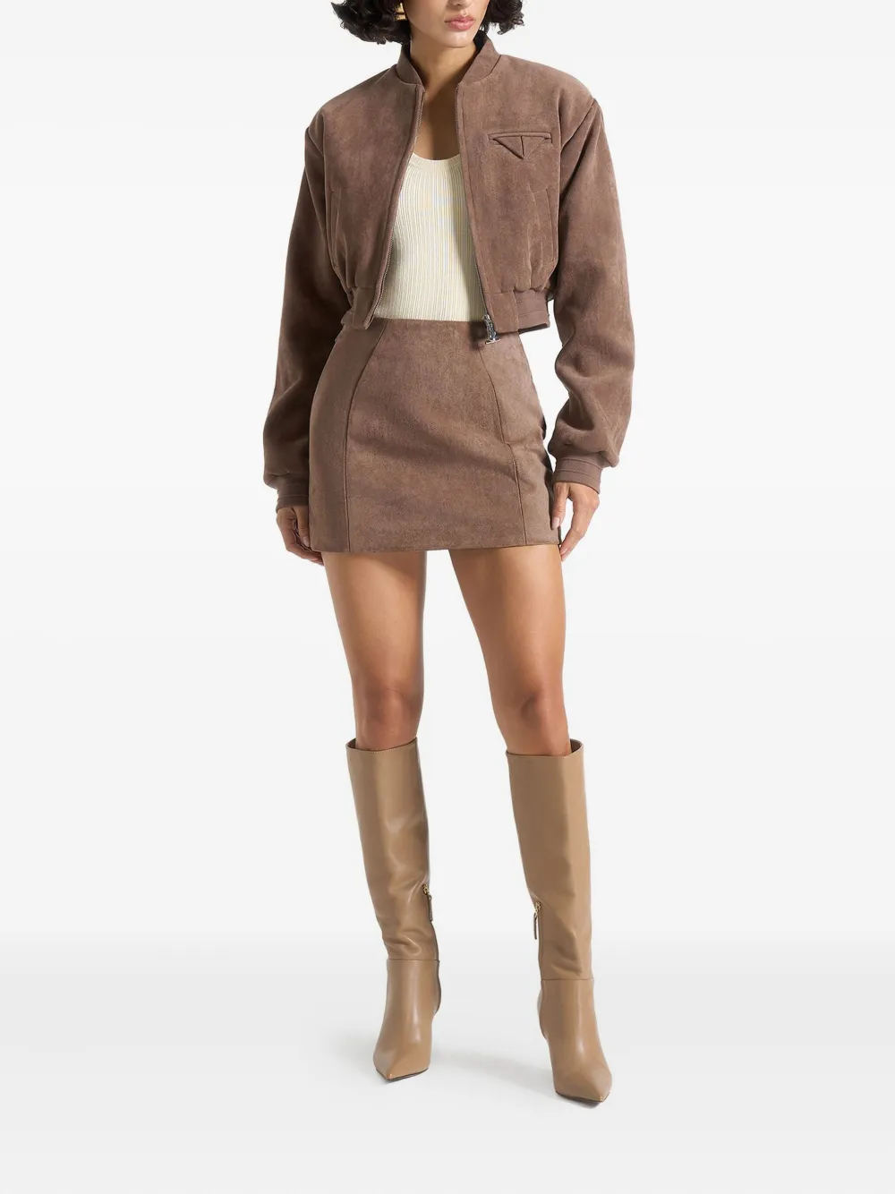 Manière De Voir Cleo Suede Mini Skirt In Brown