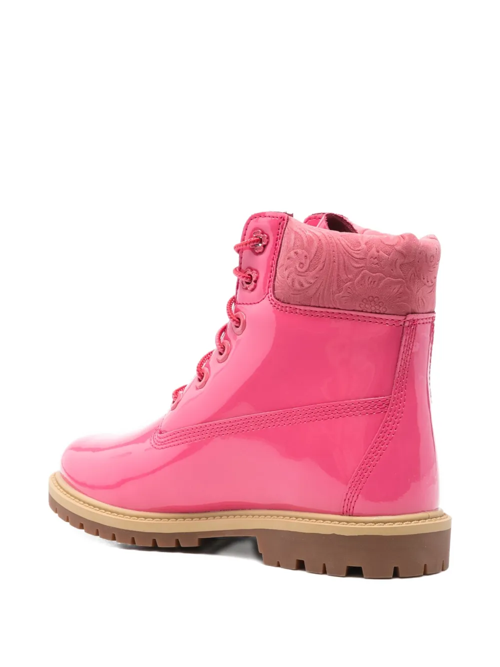Timberland patent-leather lace-up boots Pink