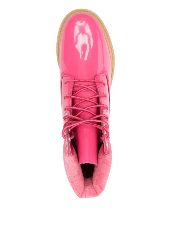 Timberland ピンクレザー 24cm Timberland エナメルレザー レースアップブーツ | ピンク | FARFETCH JP
