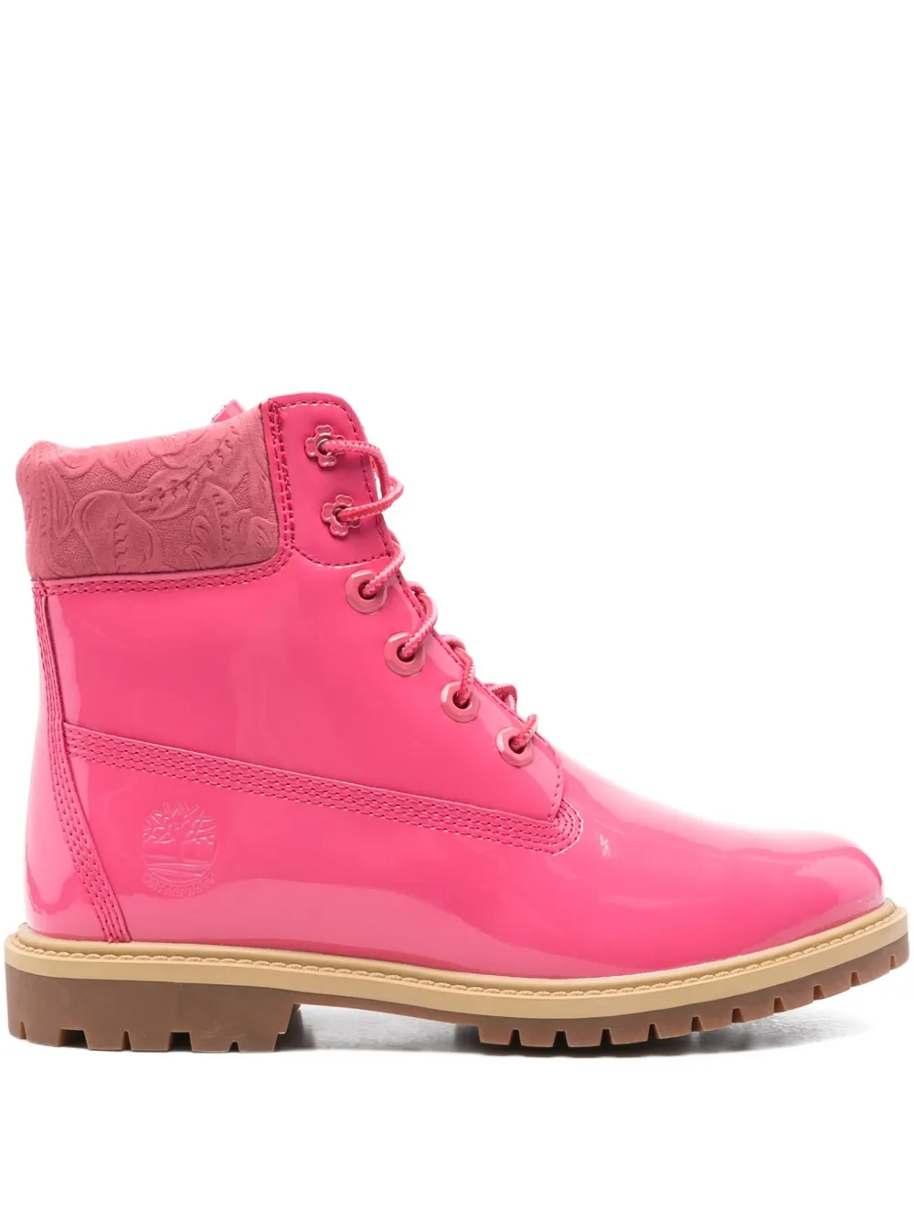 Timberland patent-leather lace-up boots Pink