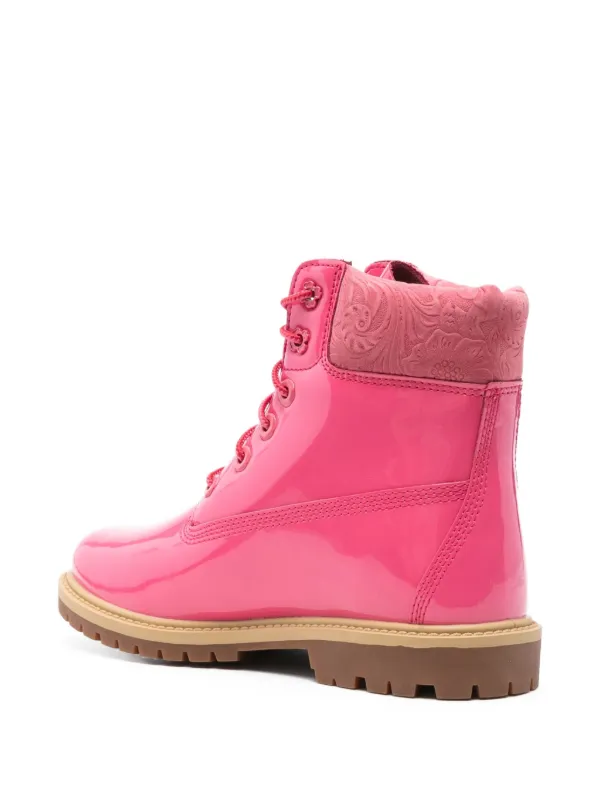 Timberland エナメルレザー レースアップブーツ | ピンク | FARFETCH JP