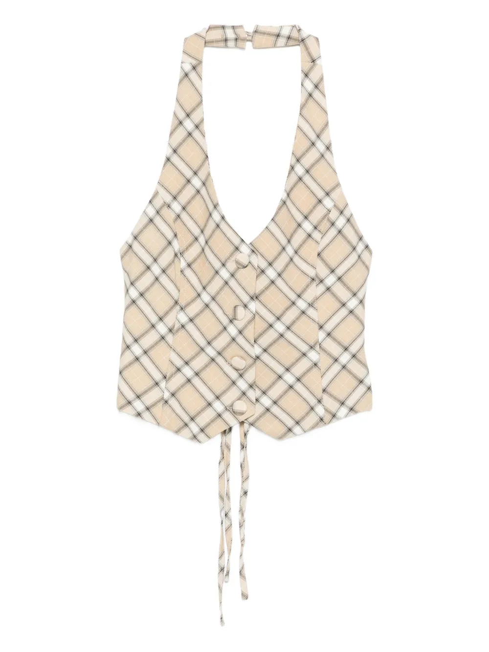 halter-neck plaid waistcoat