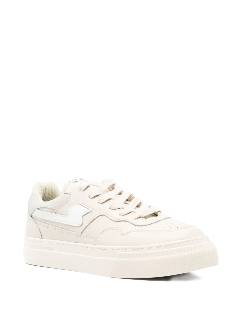 Stepney Workers Club Leather Panelled Sneakers In Neutral