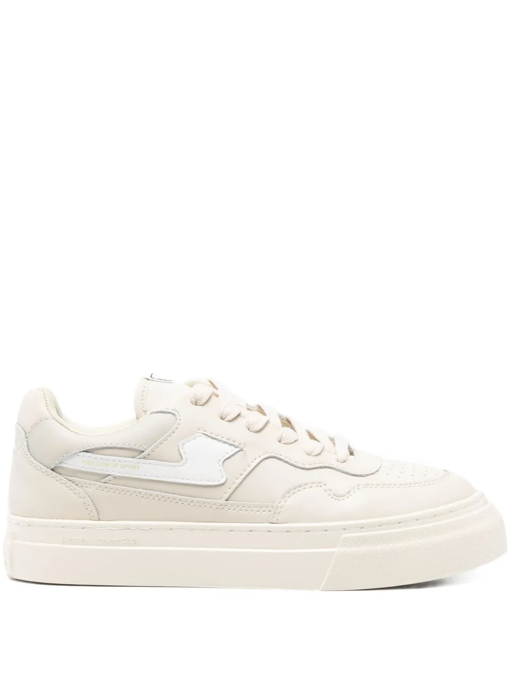 Stepney Workers Club Leather Panelled Sneakers In Neutral