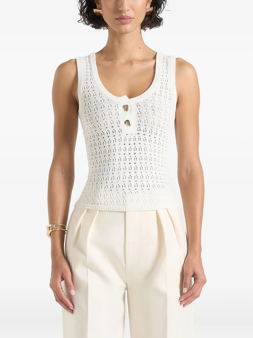 Manière De Voir Nora pointelle gebreide top Wit