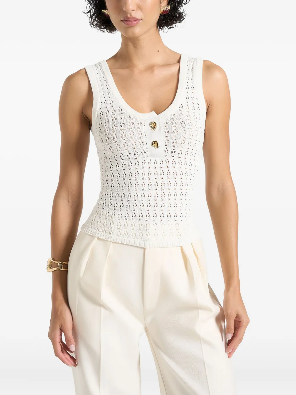 Manière De Voir Nora pointelle gebreide top Wit