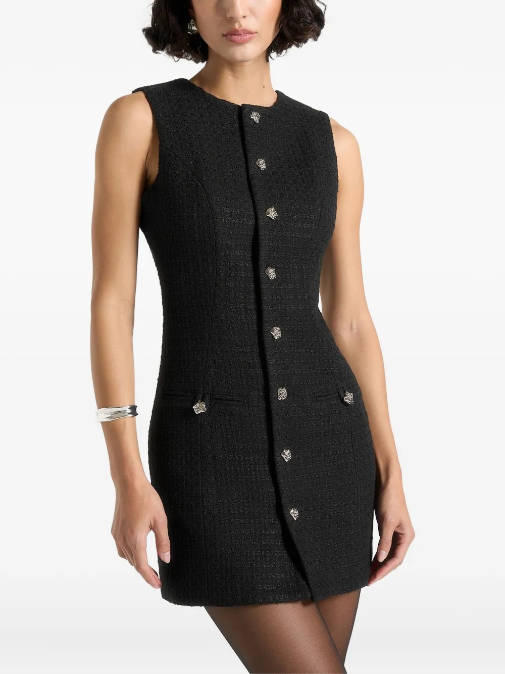 Manière De Voir Nadine Tweed Mini Dress In Black