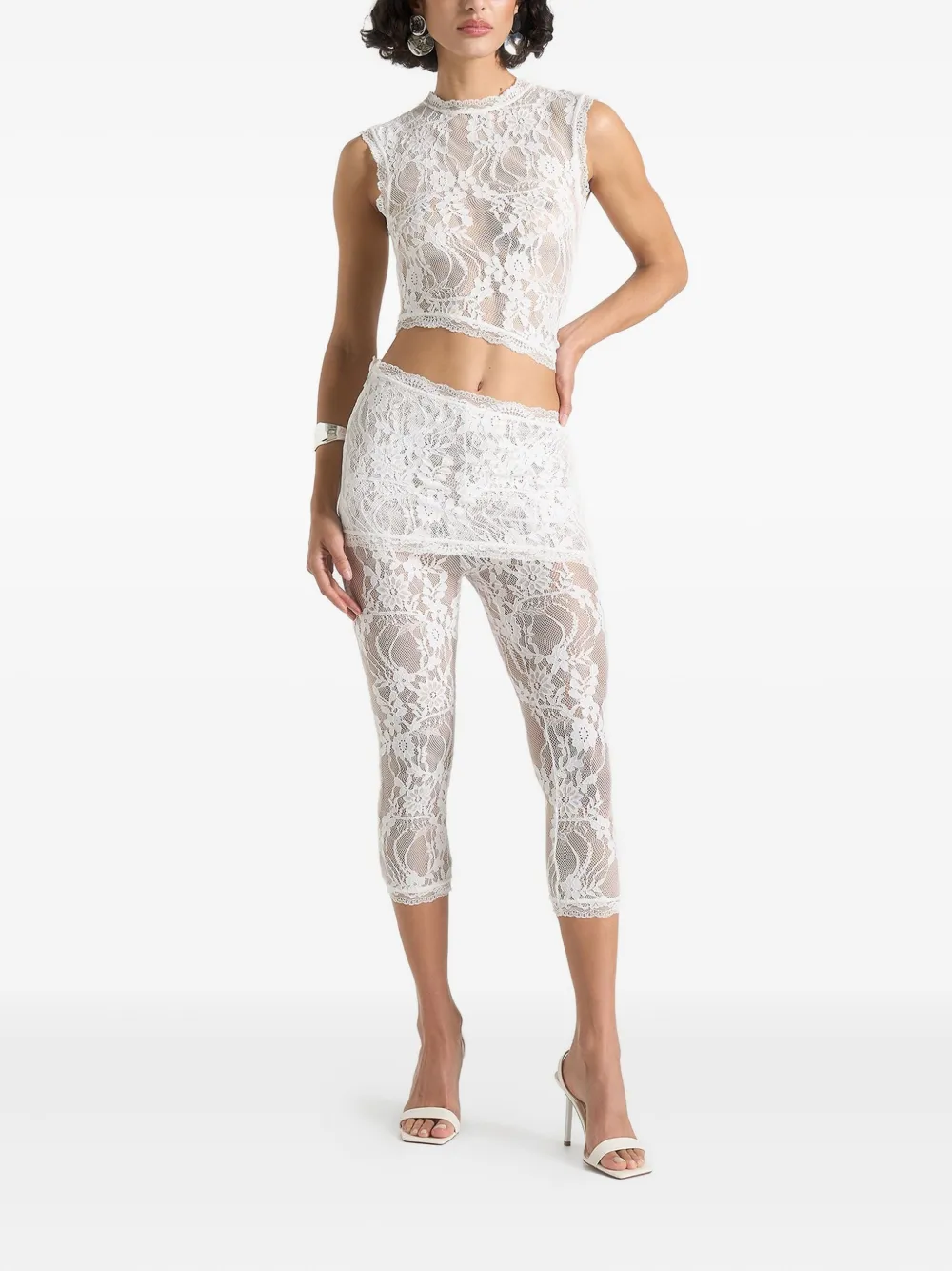 Aimée lace asymmetric capri trousers