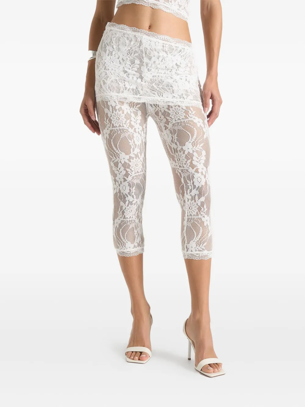 Manière De Voir Aimée asymmetrische capri broek met kant - Wit