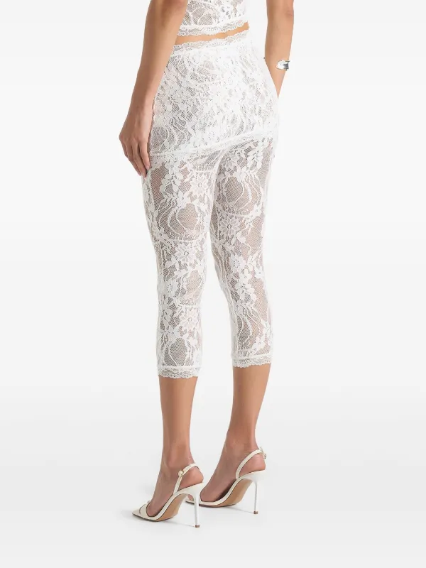 Manière De Voir Aimee - Lace Asymmetric Capri Leggings - White