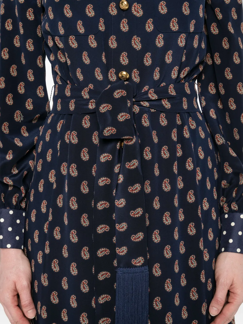 Valentino Garavani Midi-jurk met paisley-print en stippen Blauw