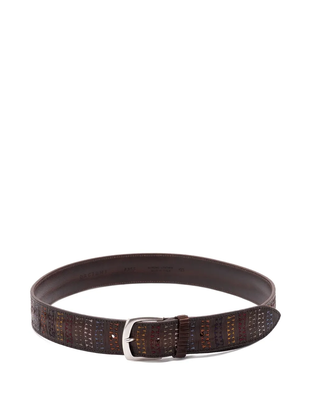 Orciani Embroidered Leather Belt In Brown