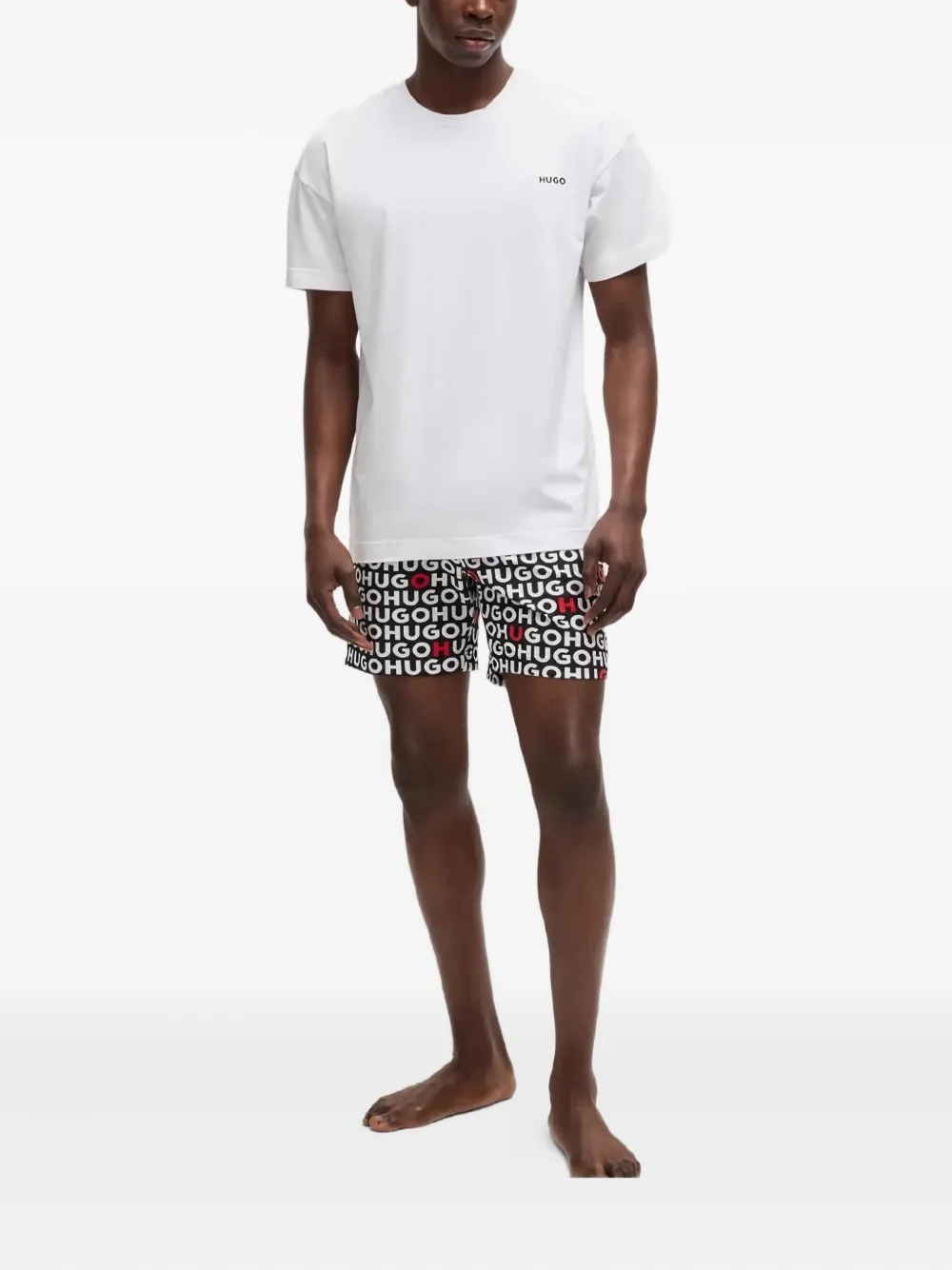 BOSS Pyjama met logoprint Wit