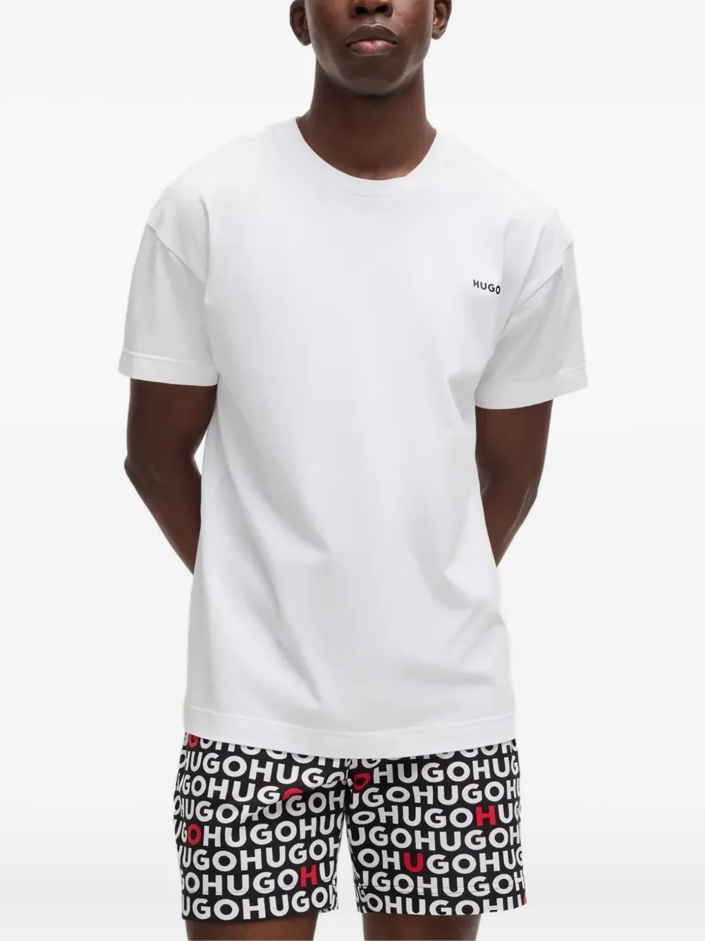 BOSS Pyjama met logoprint Wit