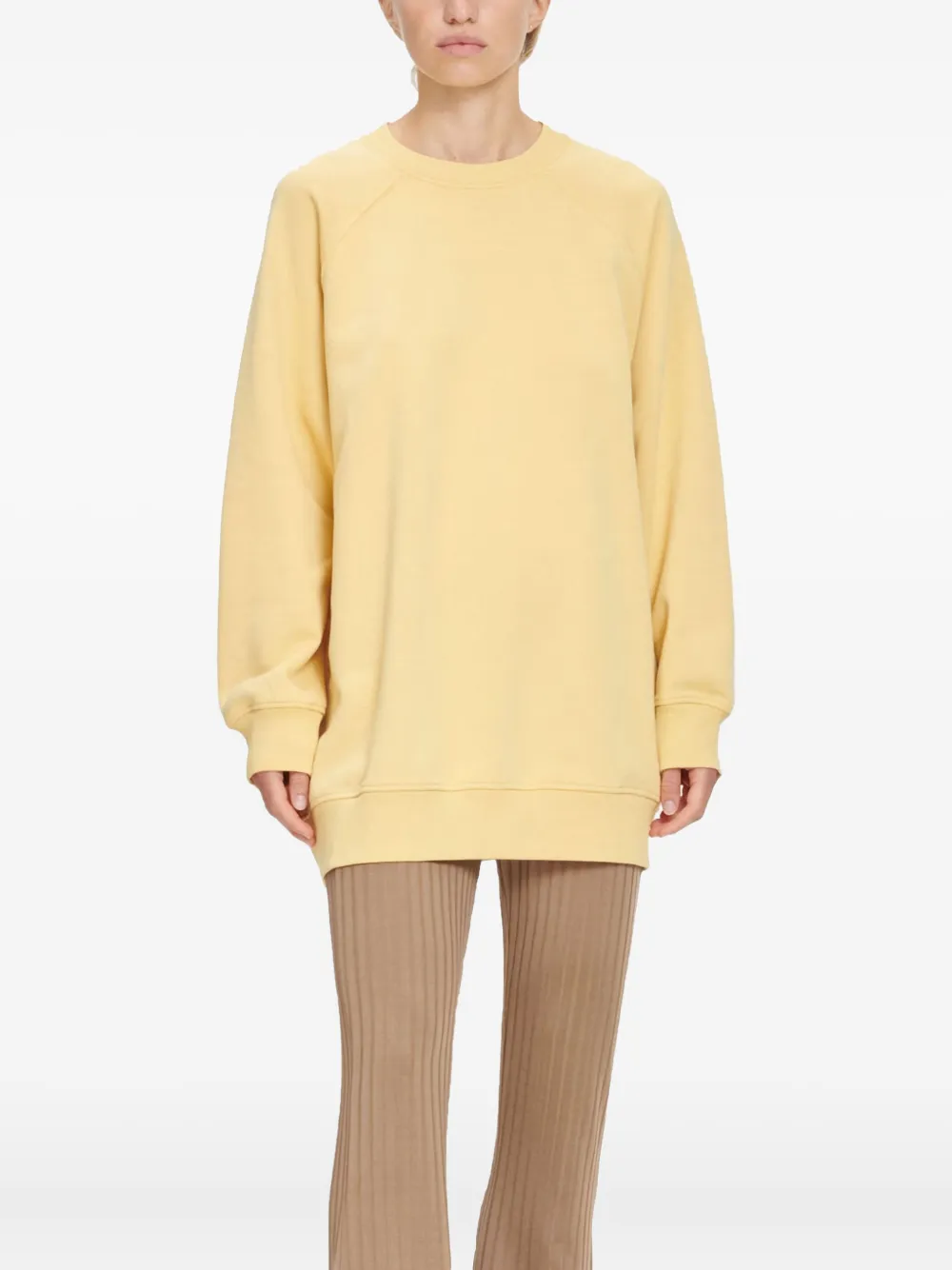 Samsoe & Samsoe Adelphine Raglan-sleeve Crew-neck Sweatshirt In Yellow