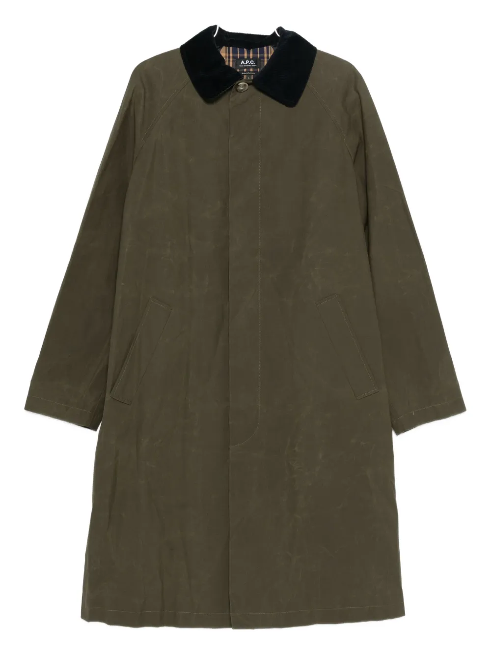 A.P.C. Gaspard corduroy-collar coat | Green | Image 1
