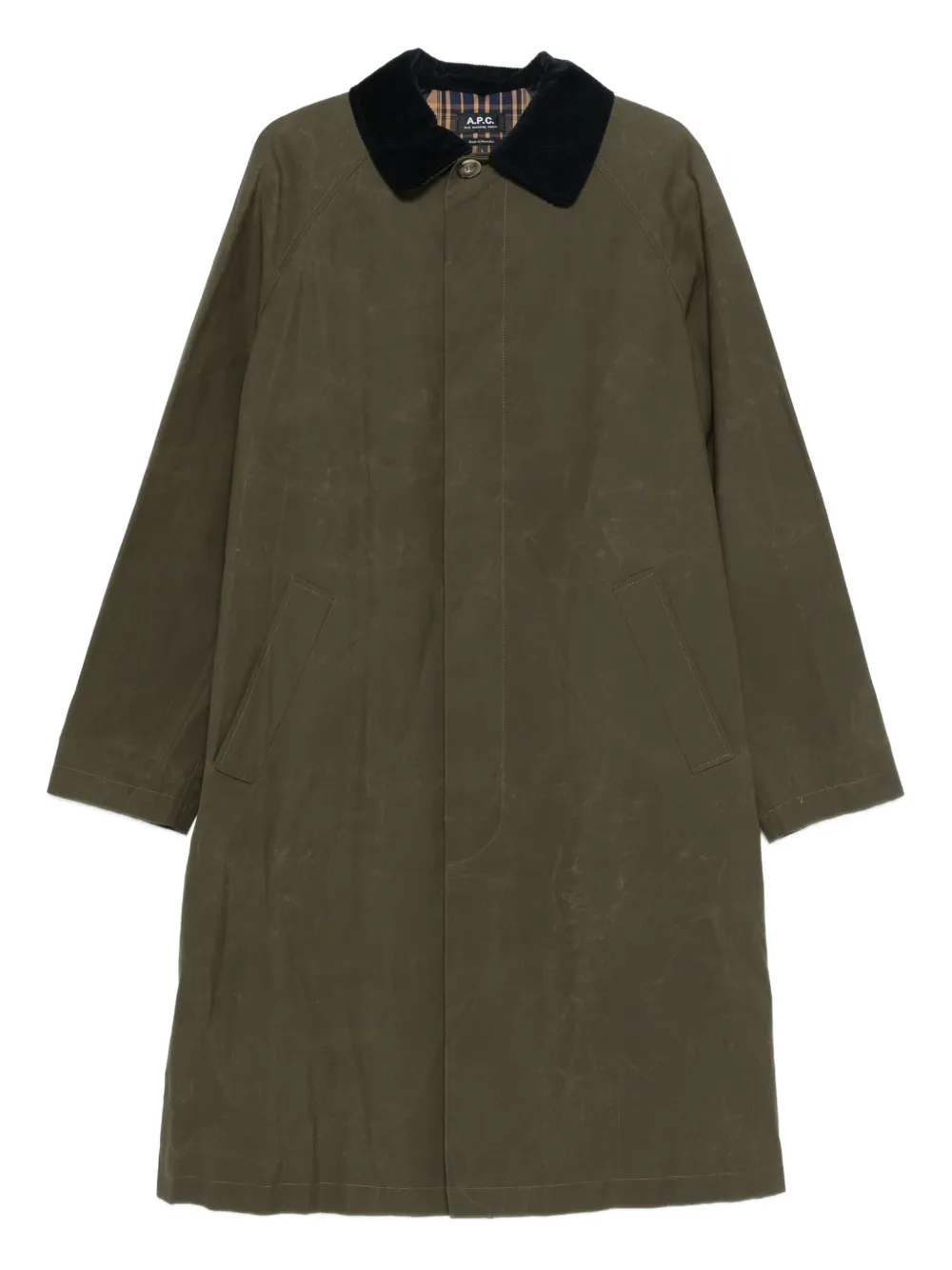 A.P.C. Gaspard corduroy-collar coat | Green | Image 1