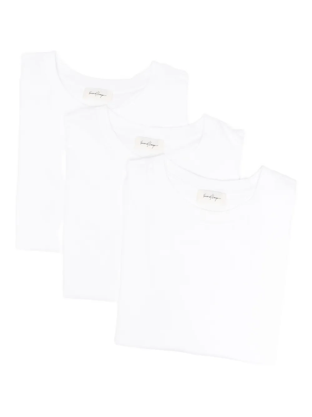 Second / Layer Cotton Crew-neck T-shirt (pack Of Three) In Yellow
