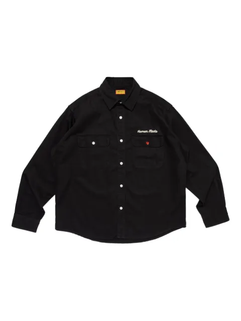 Human Made camisa con texto bordado y parche en los codos