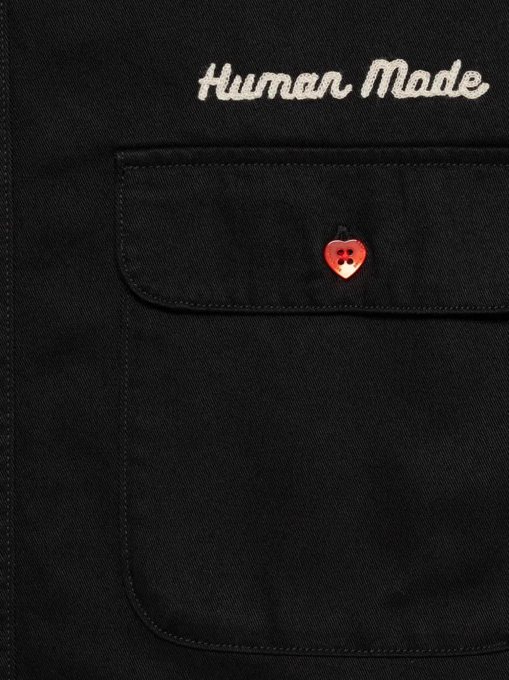  Human Made Embroidered-text Elbow-patch Shirt - Black 