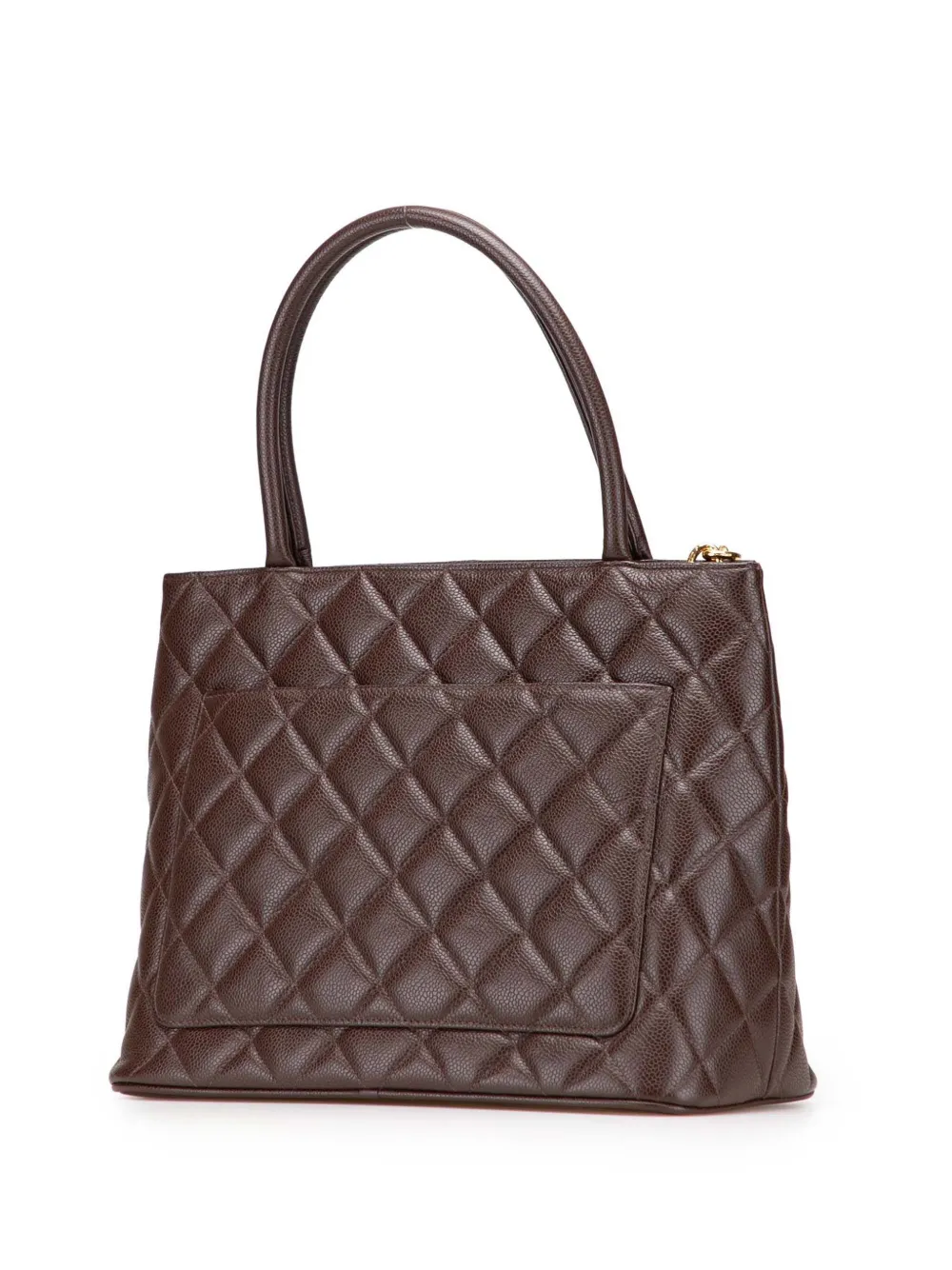 Pre-owned Chanel 1997-1999 Caviar Medallion Tote Bag In Brown