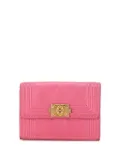 CHANEL Pre-Owned 2018-2019 Lambskin Boy Flap Compact Wallet small wallets - Pink