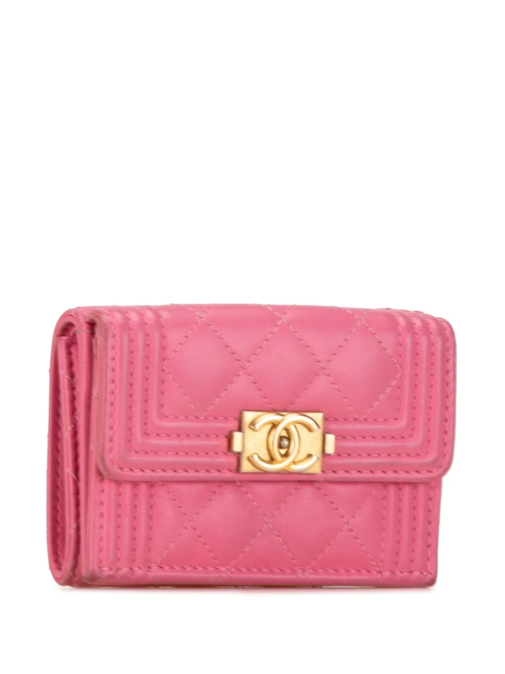 CHANEL Pre-Owned 2018-2019 Lambskin Boy Flap Compact Wallet small wallets | Image 2