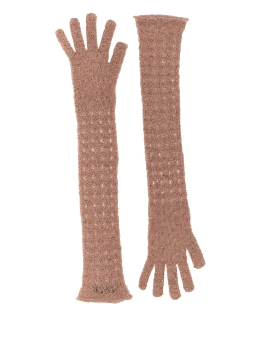 Fabiana Filippi Knit Gloves With Long Textured Design In Pink