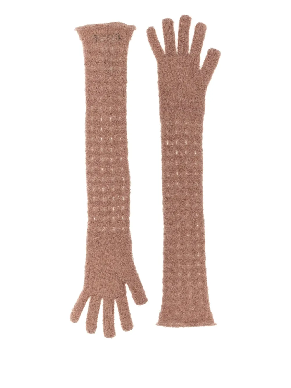 Fabiana Filippi Knit Gloves With Long Textured Design In Pink