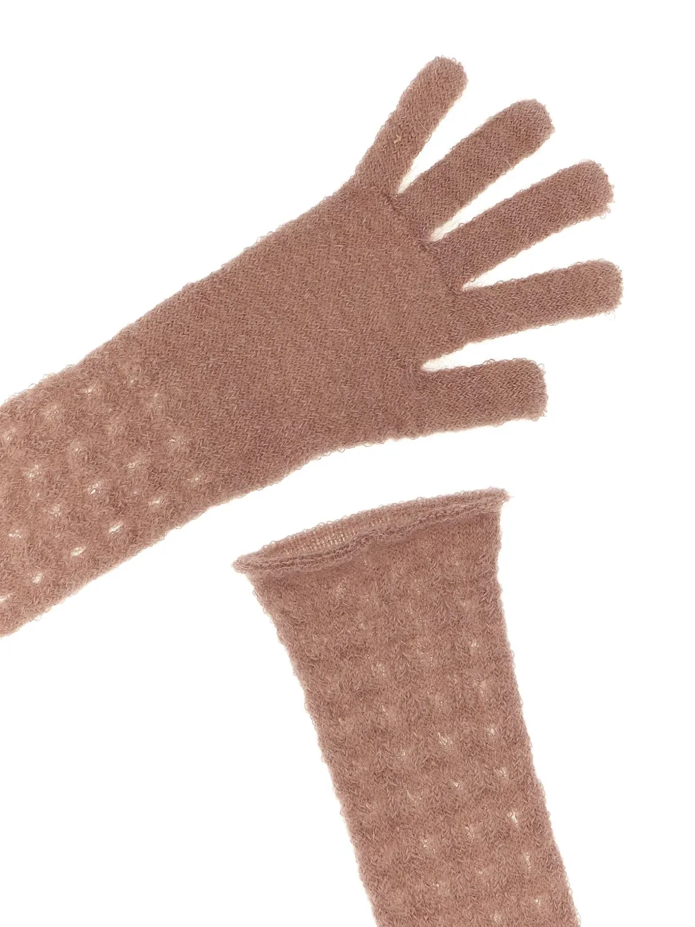 Fabiana Filippi Knit Gloves With Long Textured Design In Pink