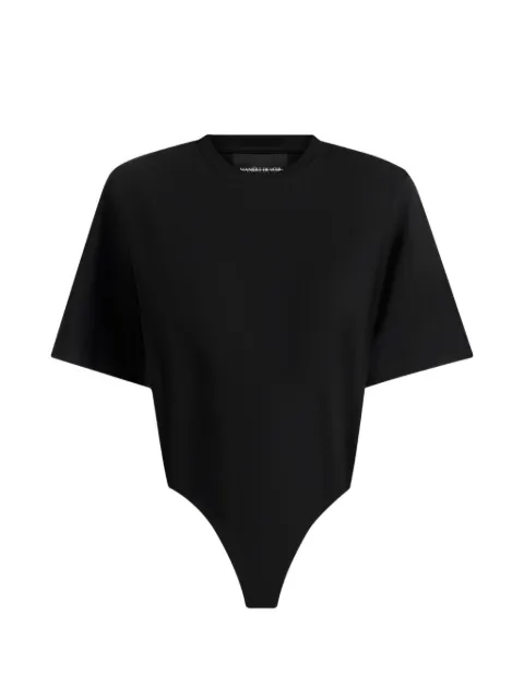 Manière De Voir BS002 in black wide-shoulder bodysuit T-shirt