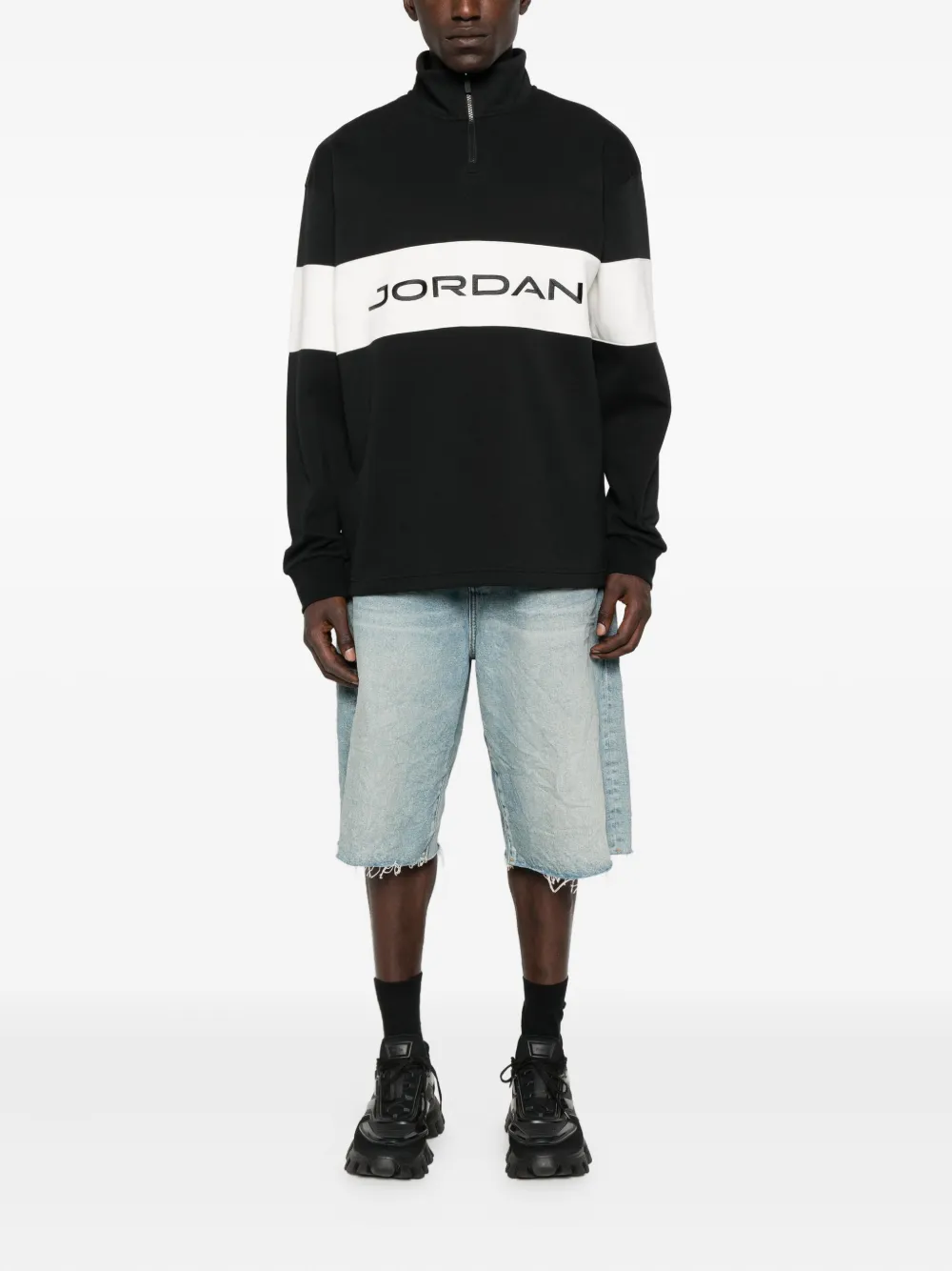 Nike Sweater met halve rits en vlakken Zwart