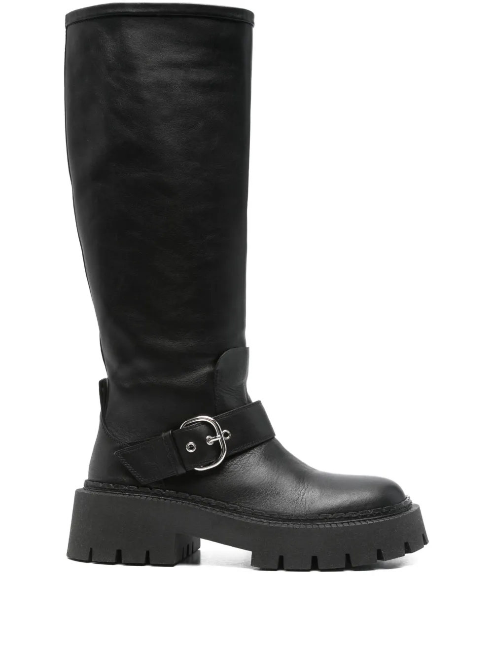 Vic Matie Buckle-fastening Knee-high Boots In Black