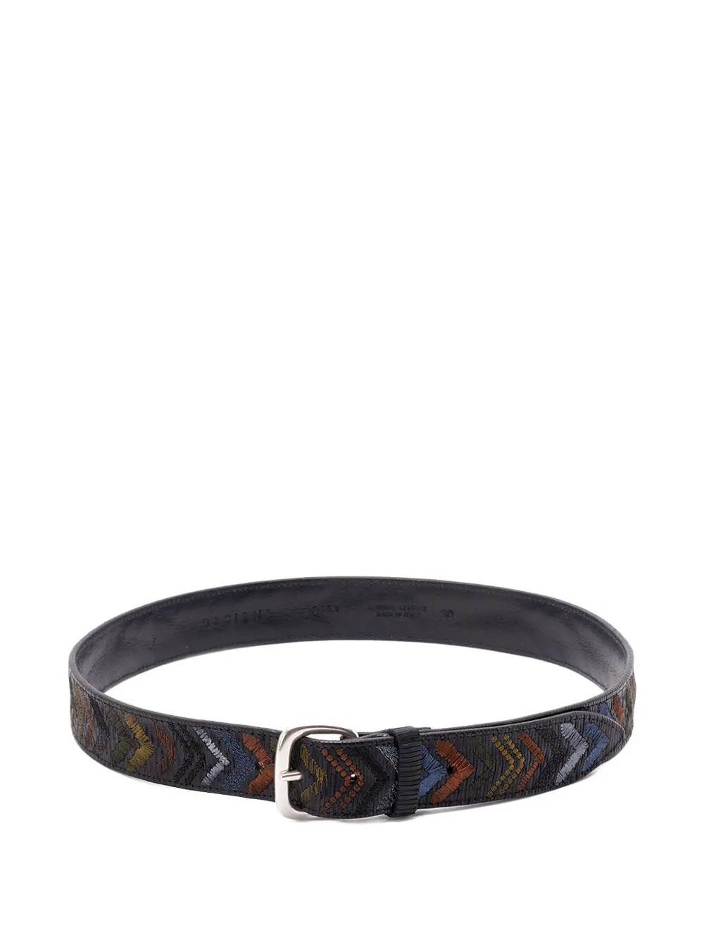 Orciani Embroidered Leather Belt In Black