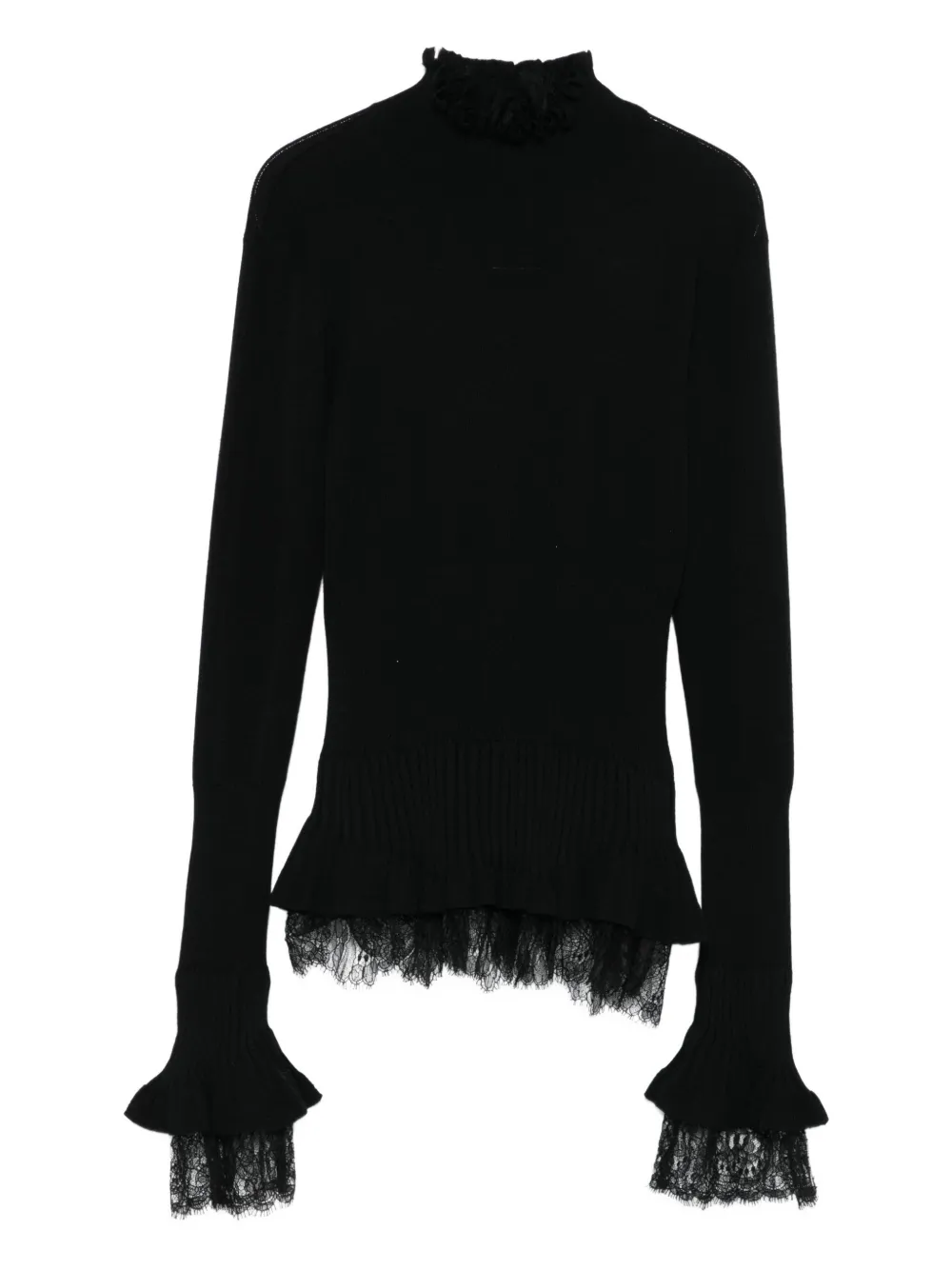 Ermanno Scervino Long Sleeve Turtle-neck Sweater In Black
