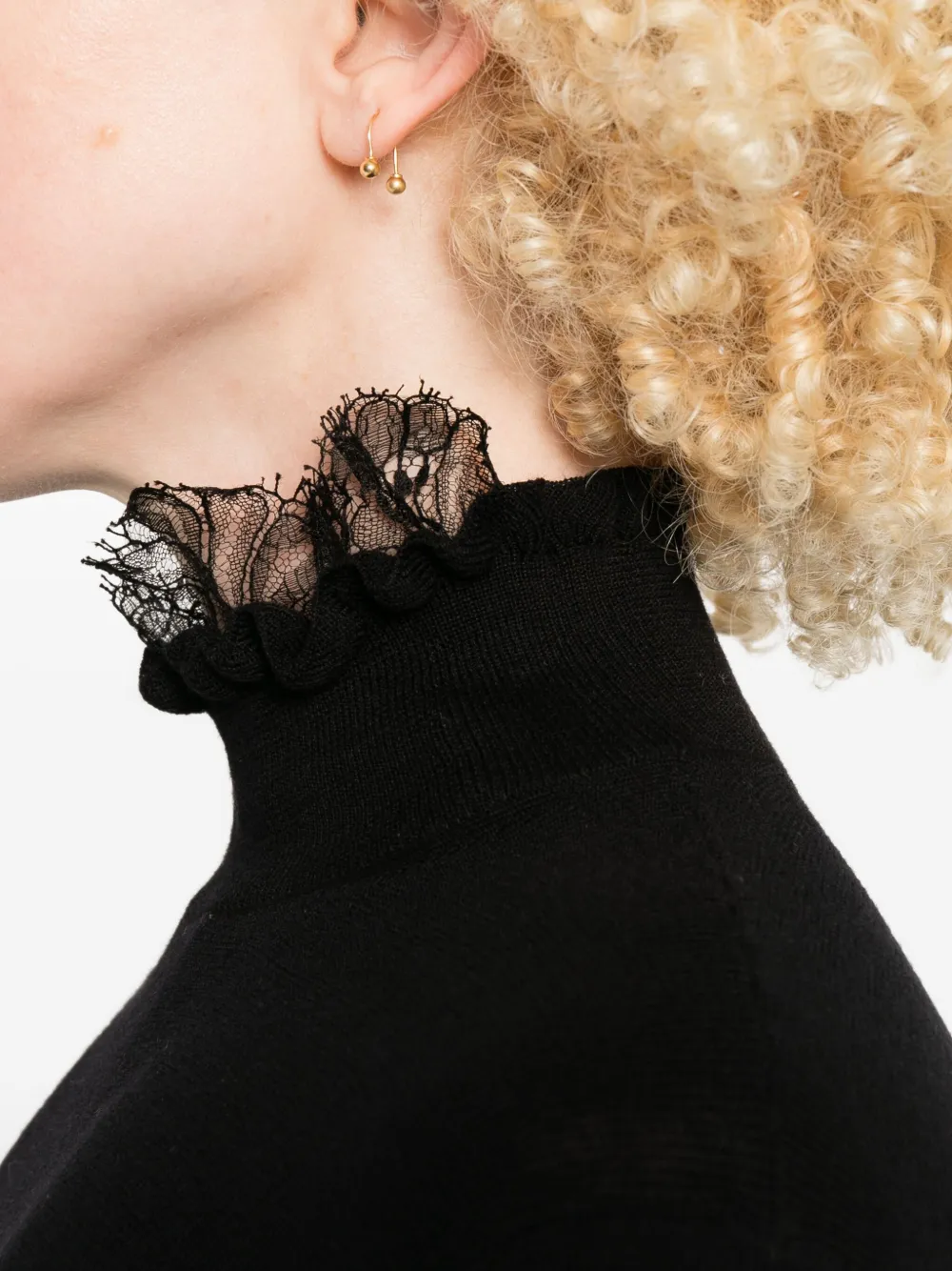Ermanno Scervino Trui met ruches en kanten afwerking Zwart