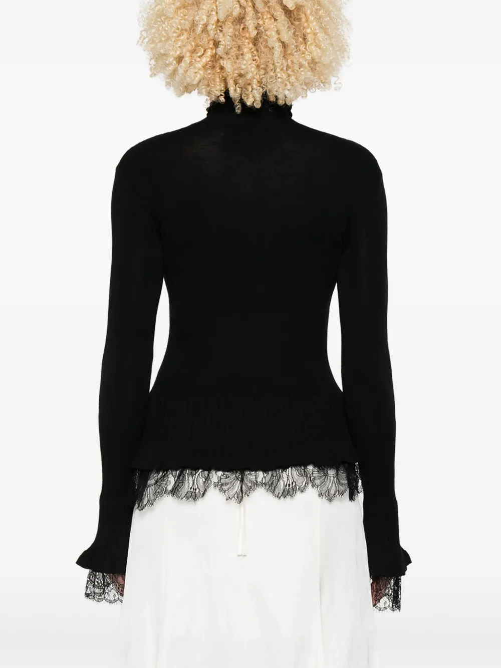 Ermanno Scervino Trui met ruches en kanten afwerking Zwart