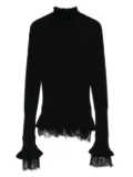 Ermanno Scervino lace-trimmed ruffled sweater - Black