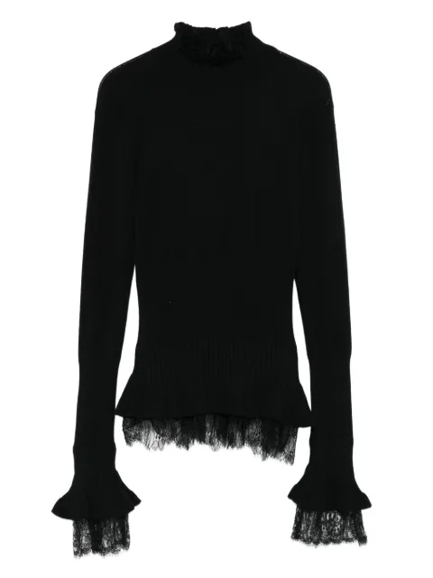 Ermanno Scervino lace-trimmed ruffled sweater
