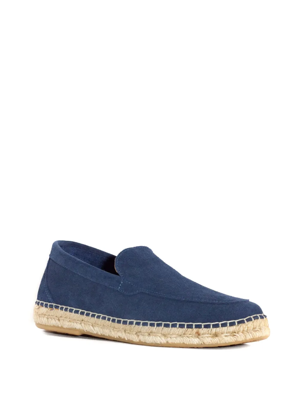 ABARCA suede raffia-trimmed loafers Blue