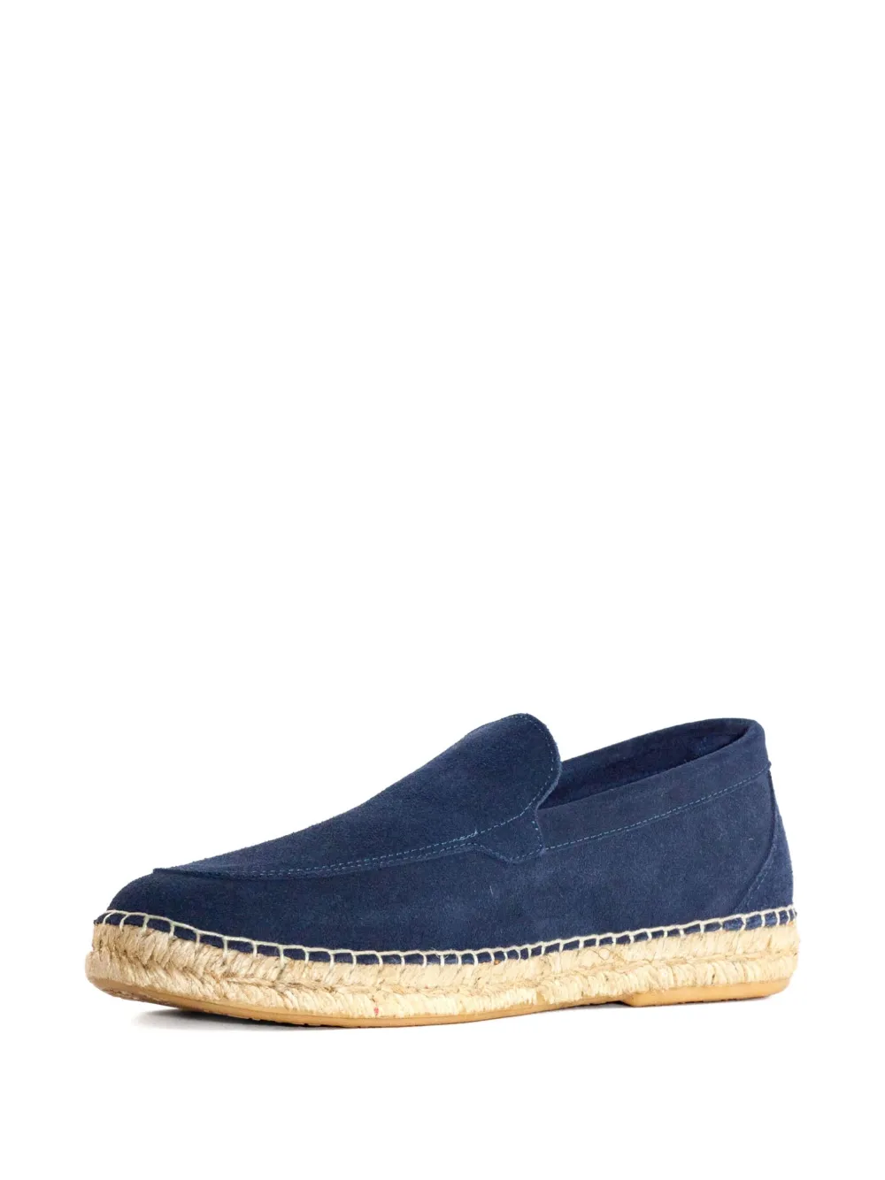 ABARCA suede raffia-trimmed loafers Blue