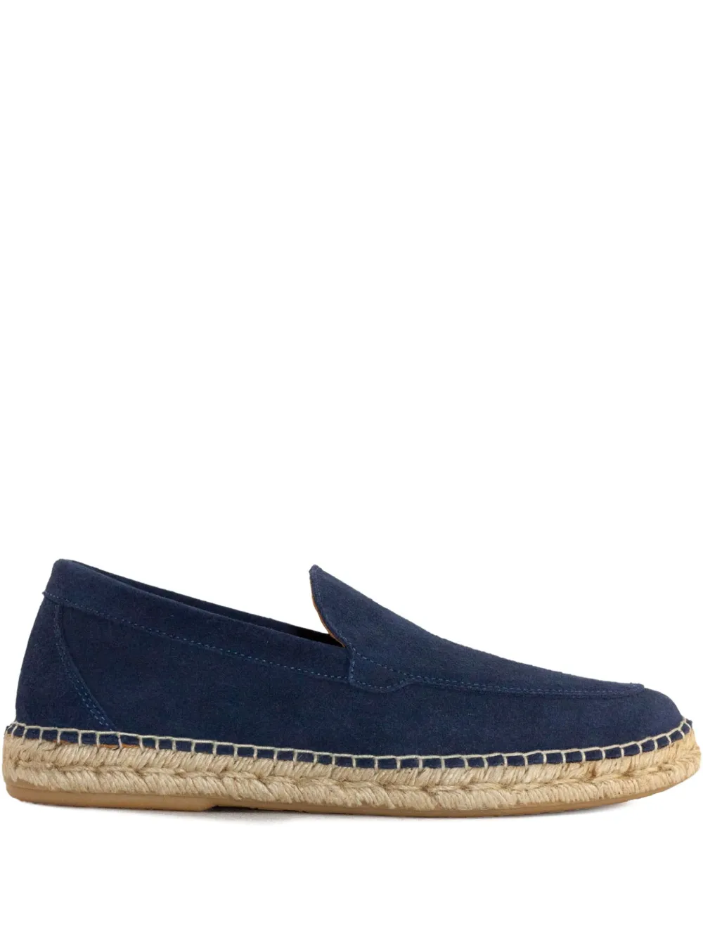 ABARCA suede raffia-trimmed loafers Blue