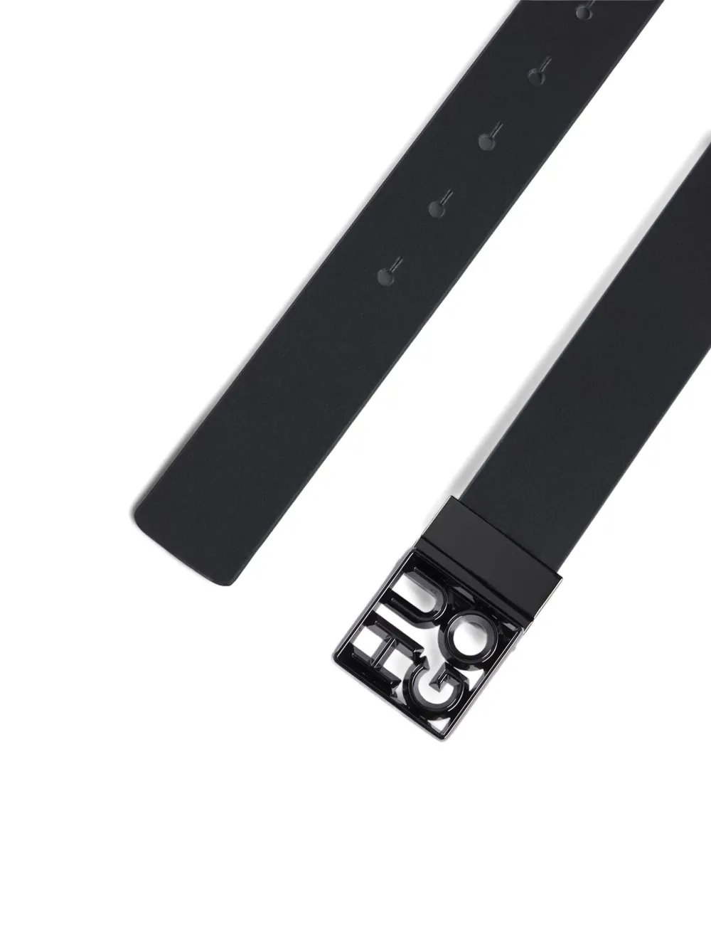 BOSS Leren riem Zwart