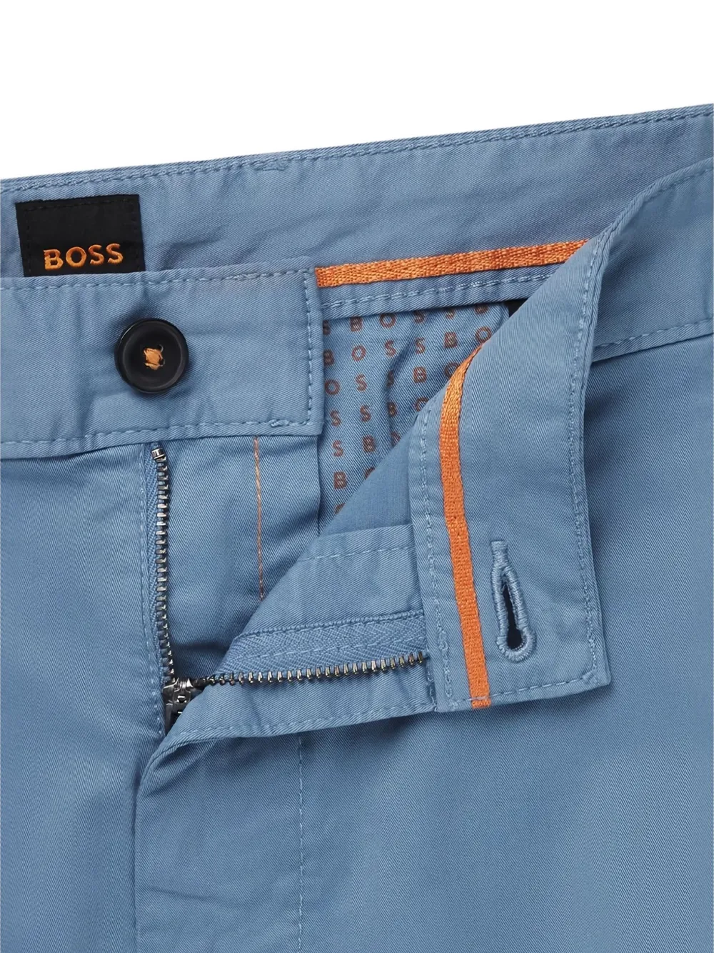 BOSS zip-fly cotton shorts Blauw