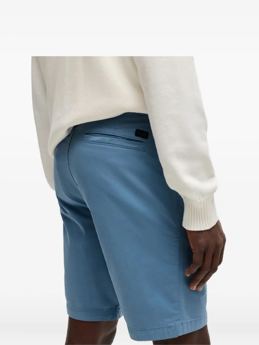 BOSS zip-fly cotton shorts Blauw