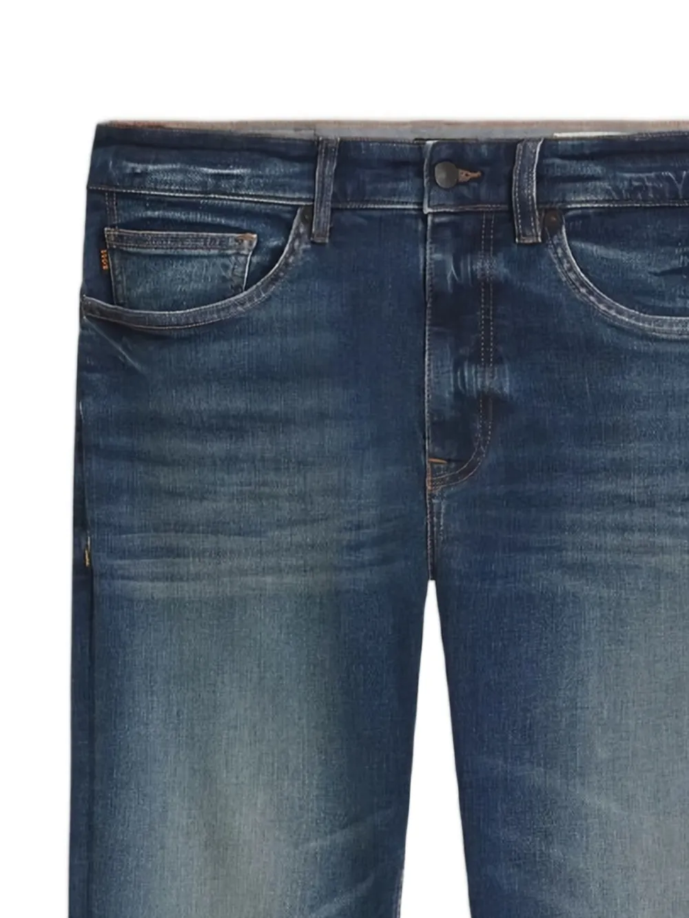 BOSS Jeans met gerafeld detail - Blauw