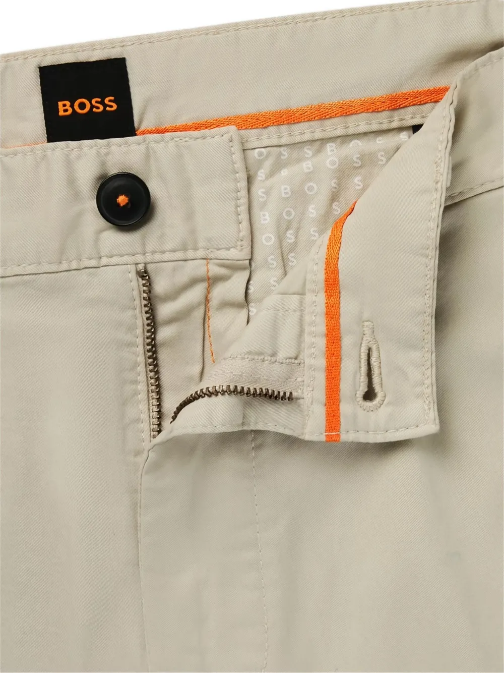 BOSS Shorts met rits en platte voorkant Beige