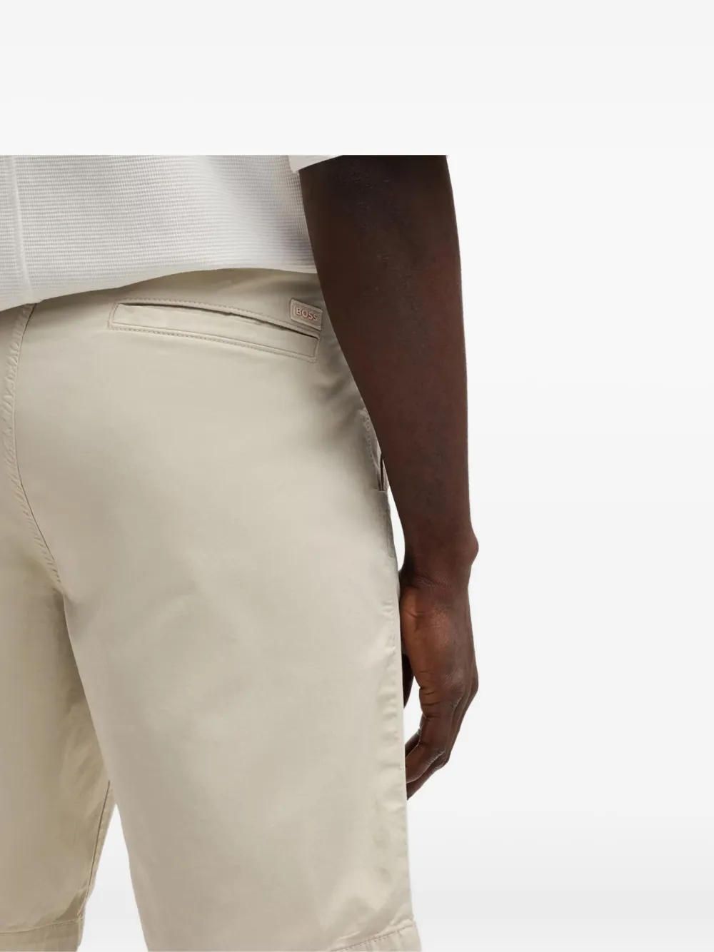 BOSS Shorts met rits en platte voorkant Beige