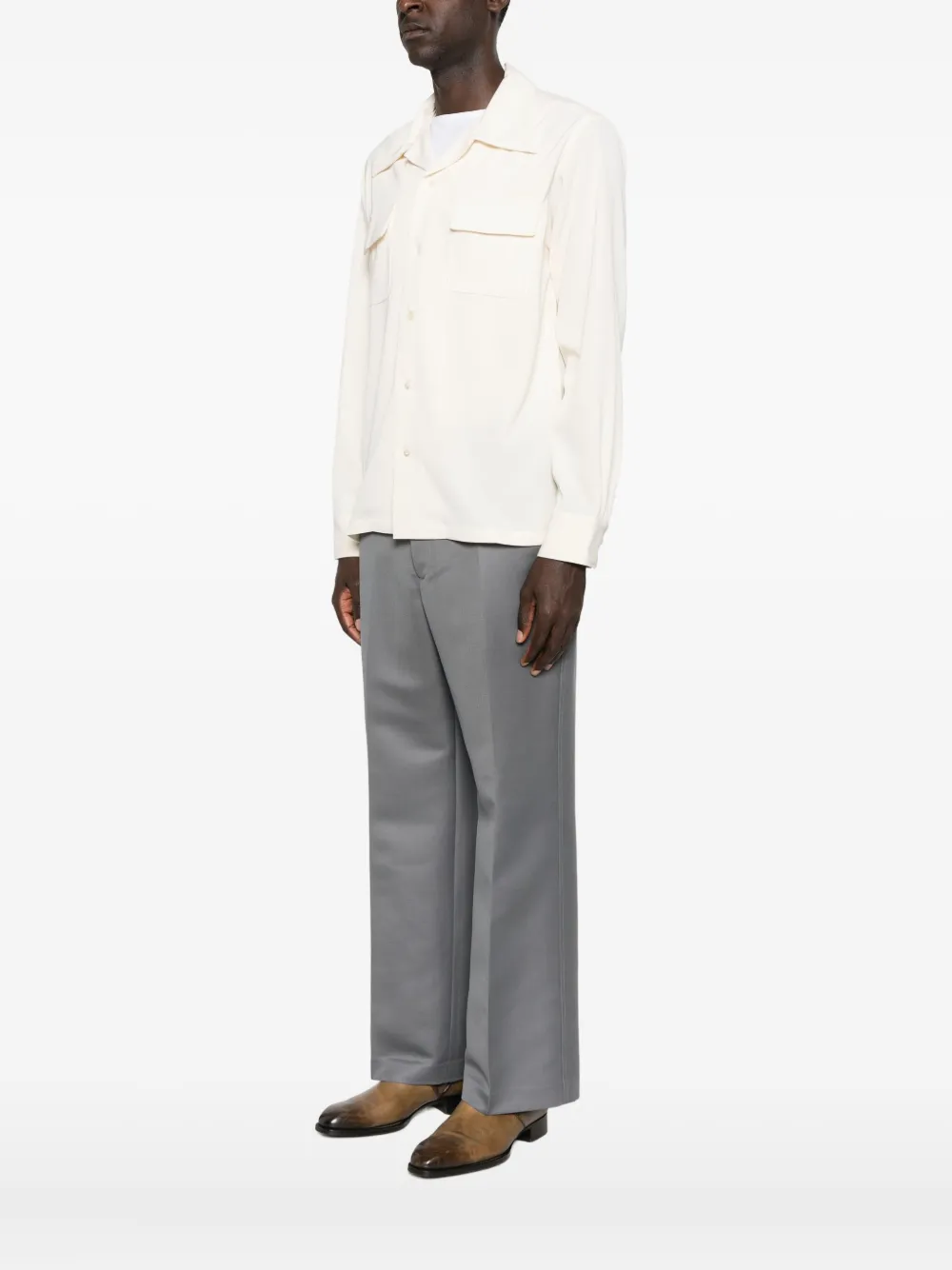 Second / Layer Double-pocket Long-sleeve Shirt In Neutral